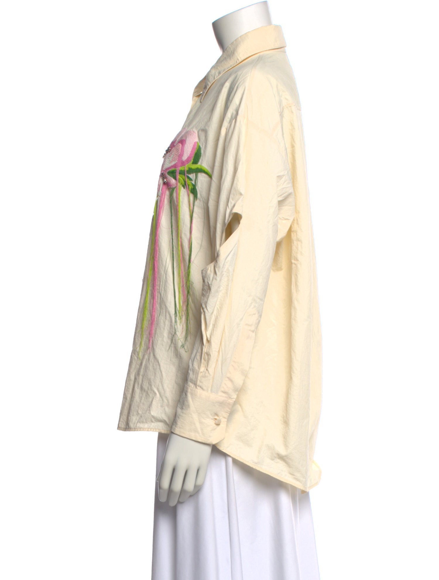 Mukzin Printed Long Sleeve Button-Up Top