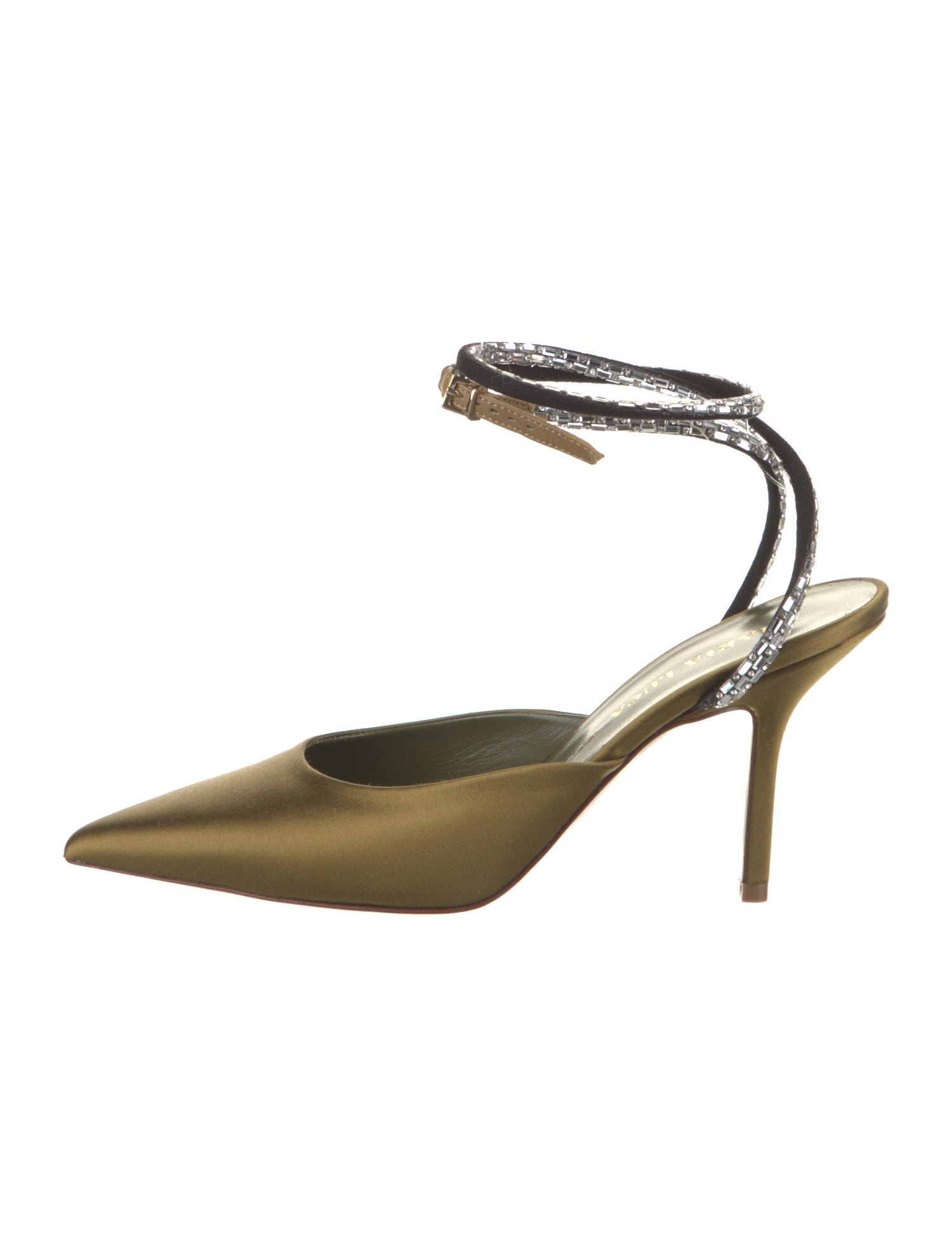 MARIA LUCA Satin Crystal Embellishments D'Orsay Pumps