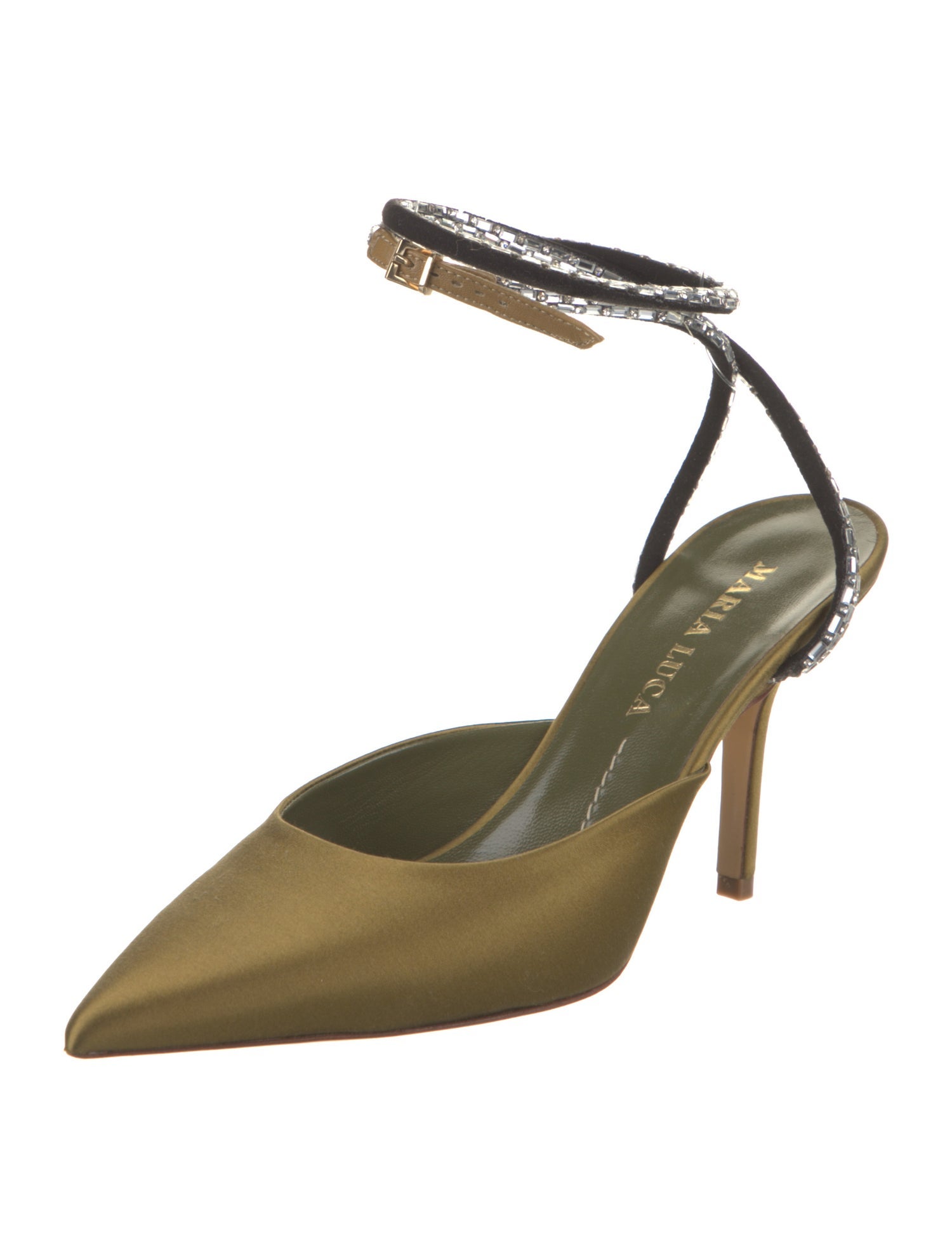 MARIA LUCA Satin Crystal Embellishments D'Orsay Pumps