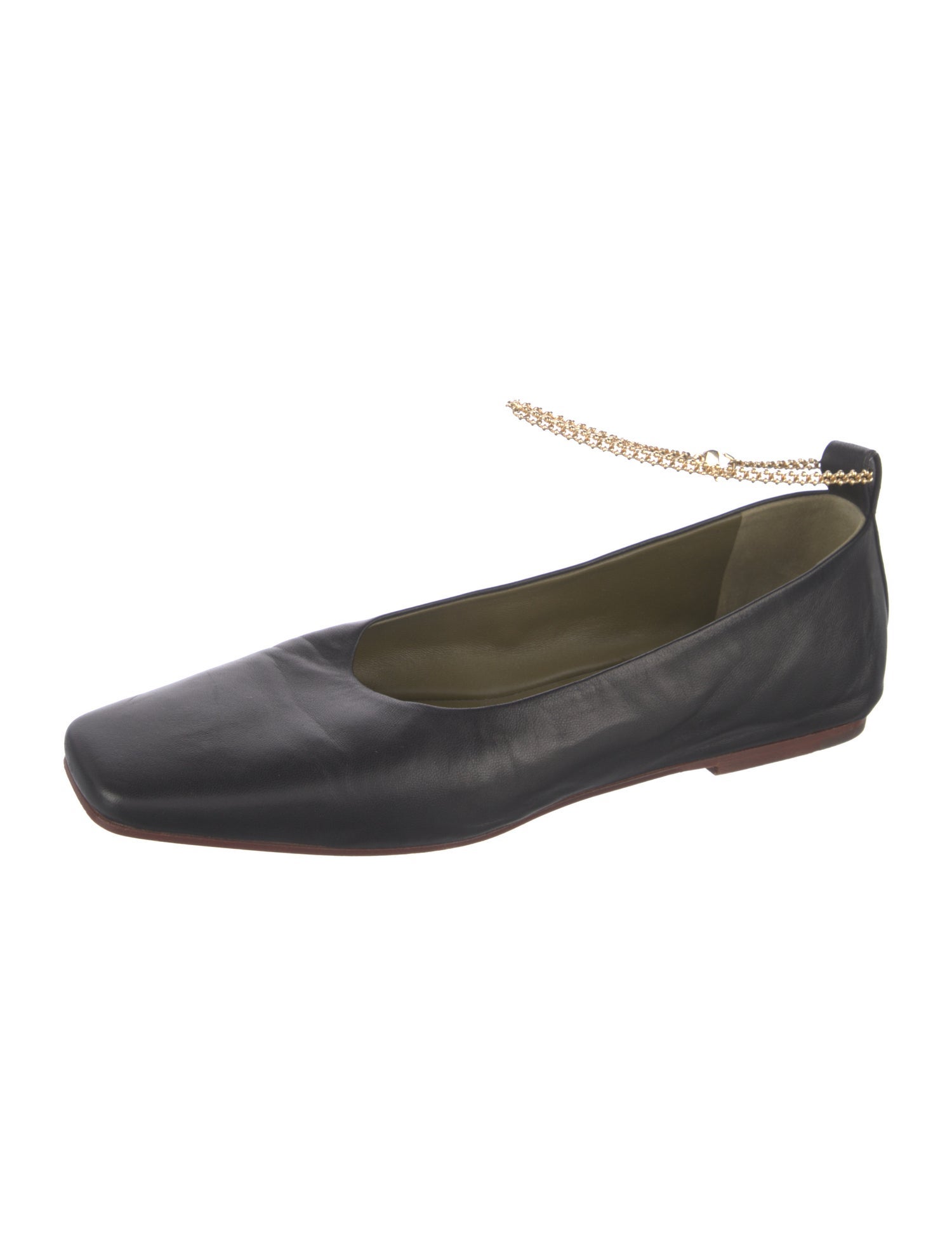 MARIA LUCA Leather Chain-Link Accents Ballet Flats