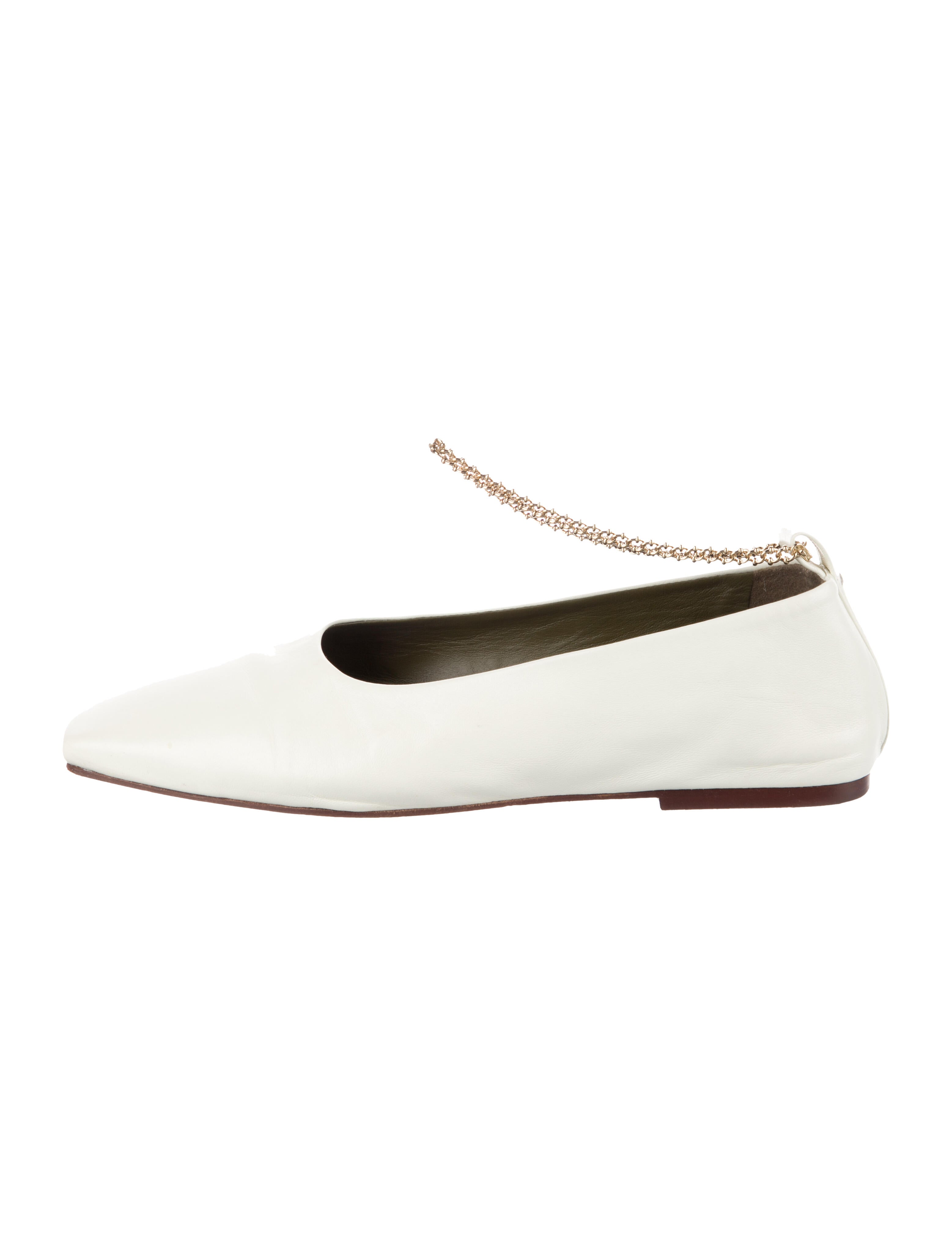 MARIA LUCA Leather Chain-Link Accents Ballet Flats