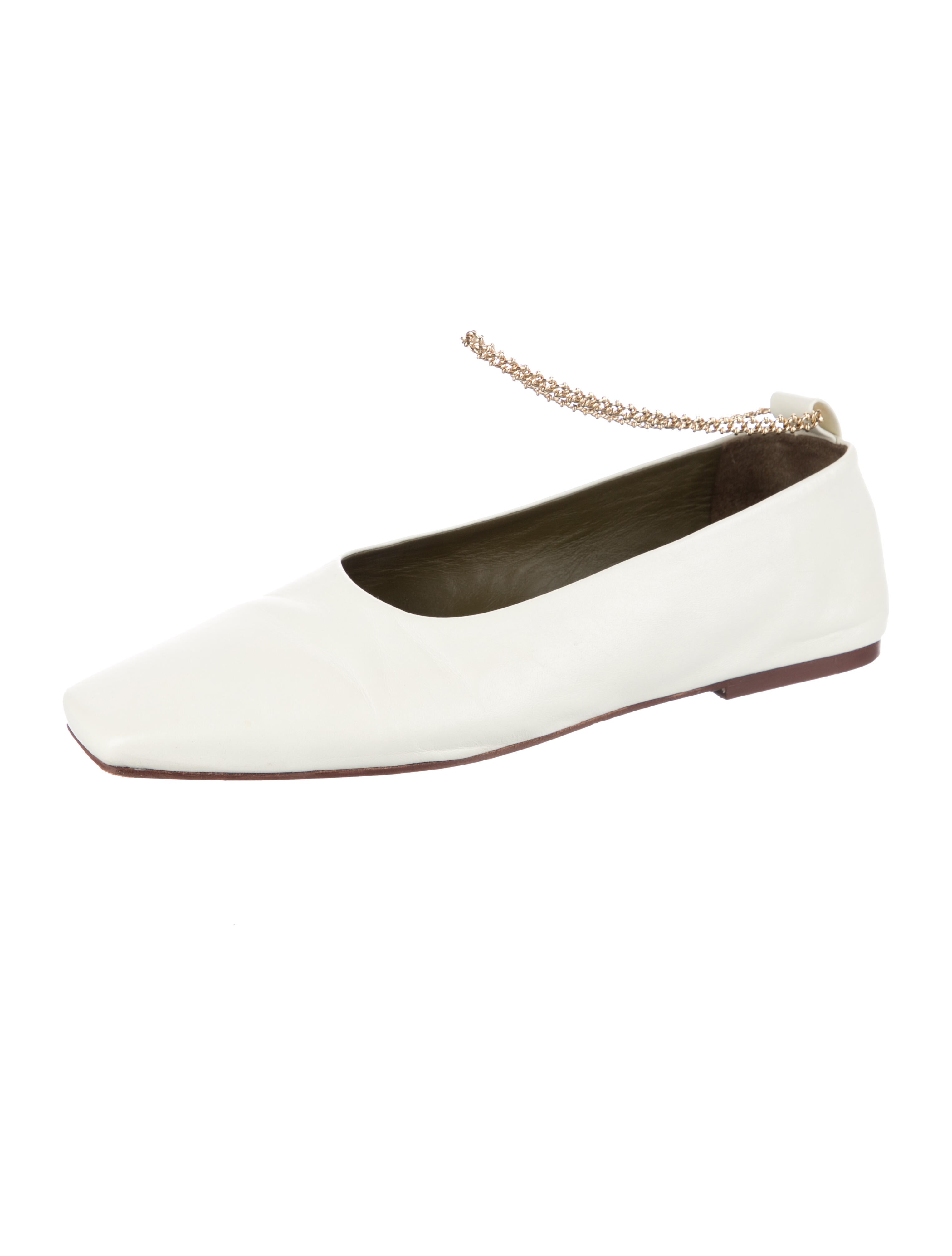 MARIA LUCA Leather Chain-Link Accents Ballet Flats