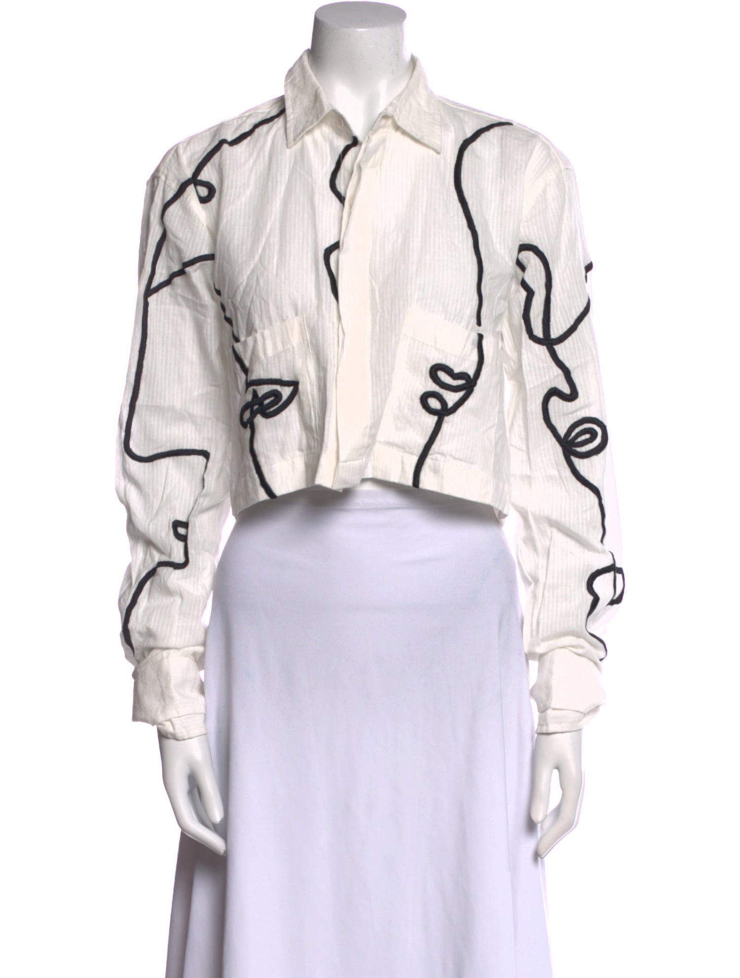 Maison Les Énervés Printed Long Sleeve Crop Top