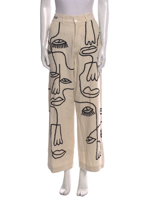 Maison Les Énervés Printed Wide Leg Pants