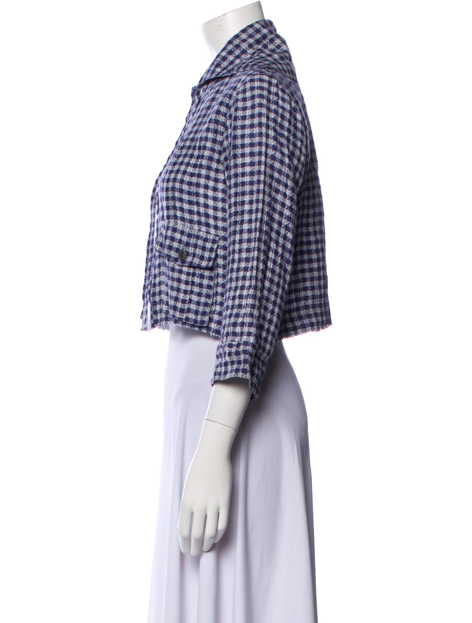 Marc Le Bihan Vintage Plaid Print Crop Top