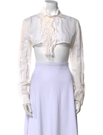 Marc Le Bihan Linen Printed Crop Top