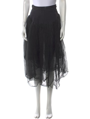 Pre-owned Marc Le Bihan Linen Midi Length Skirt In Black