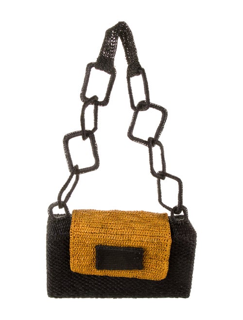 Marina Luxury Hats Woven Straw Shoulder Bag Black