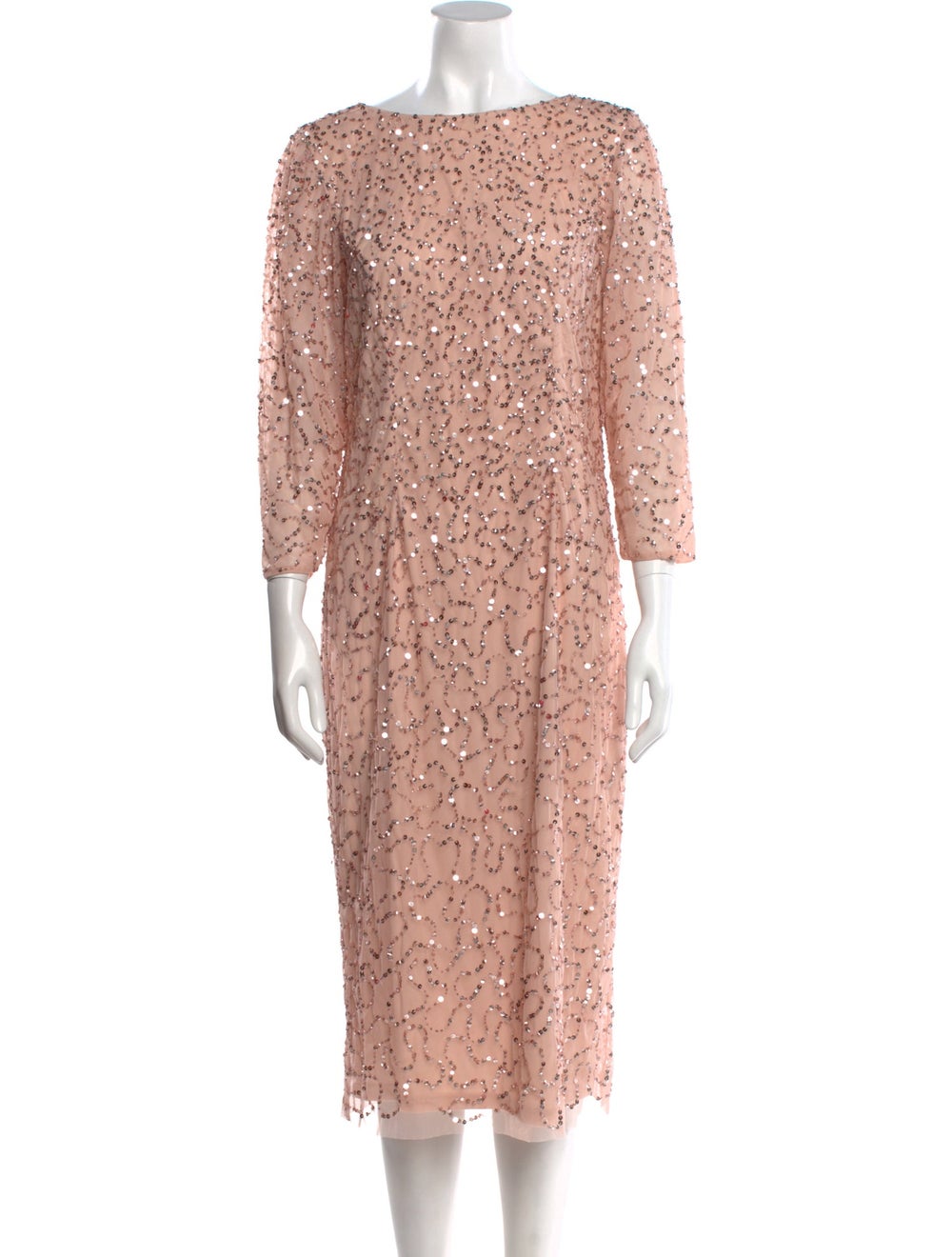 Marina Shift Dress Pink Patterned Three-Quarter S… - image 1