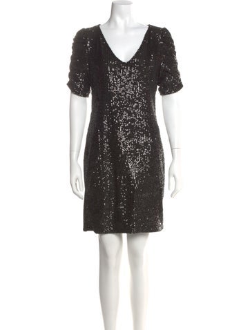 Pre-owned Marina V-neck Mini Dress W/ Tags In Black