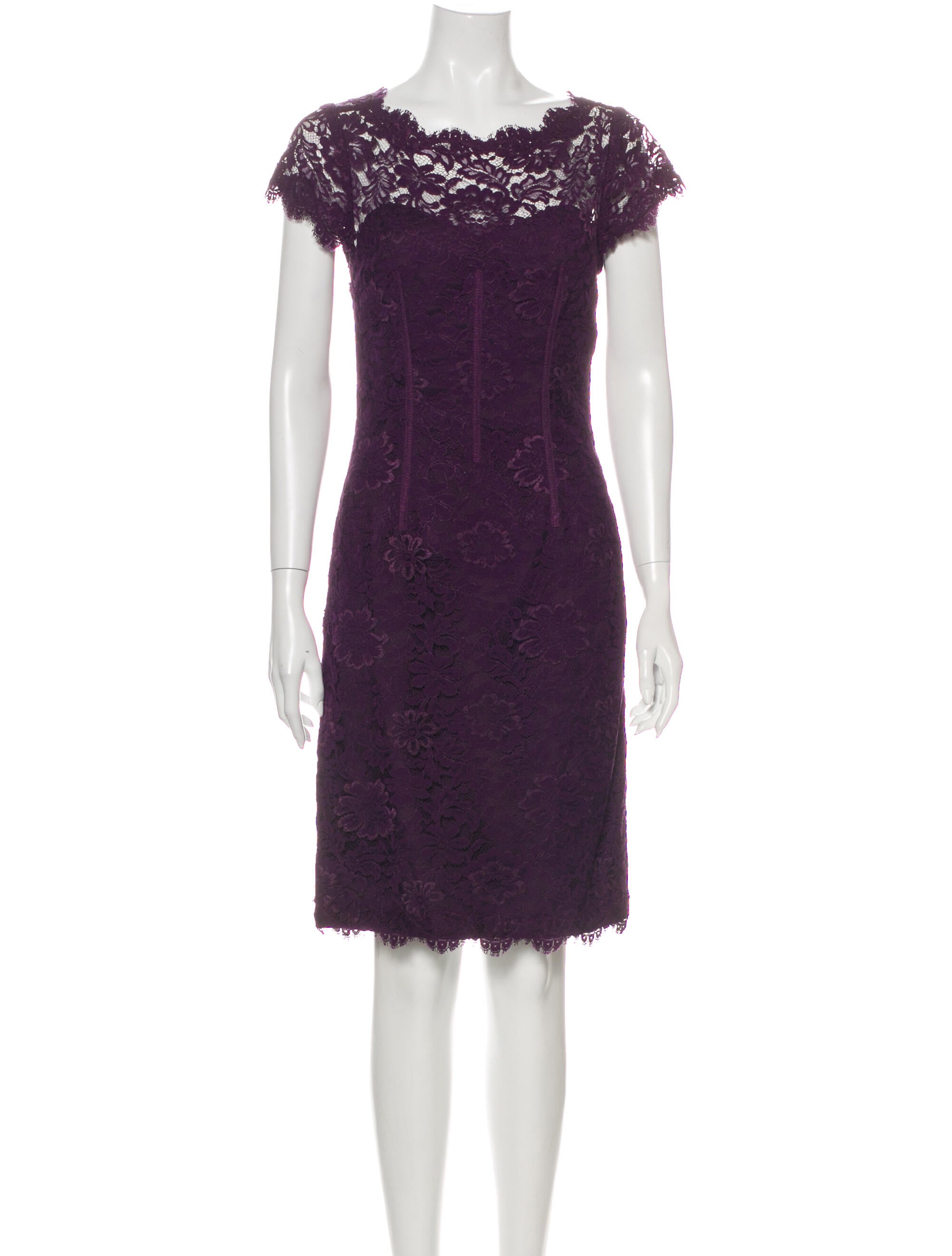 ML Monique Lhuillier Lace Pattern Knee-Length Dress