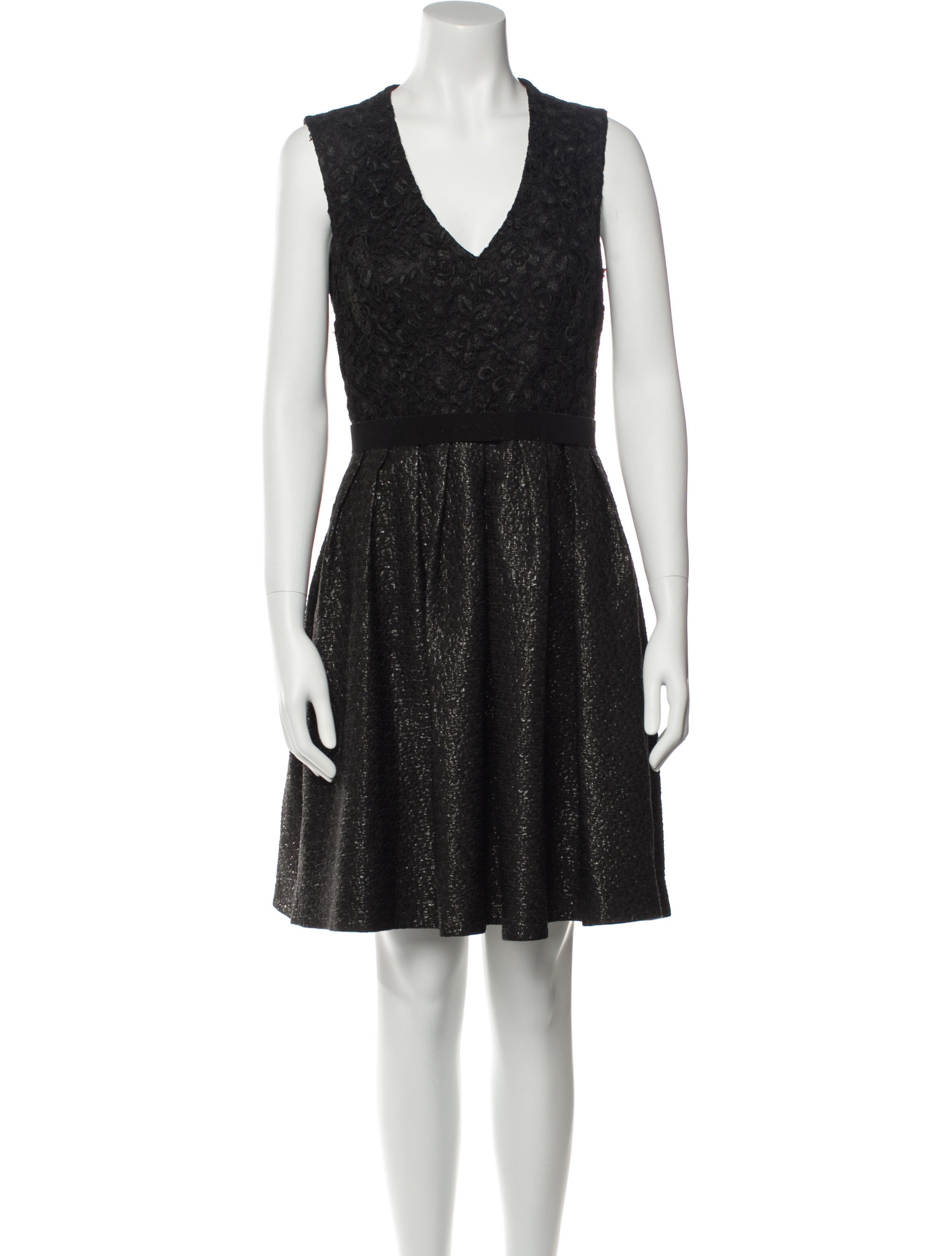 ML Monique Lhuillier V-Neck Knee-Length Dress