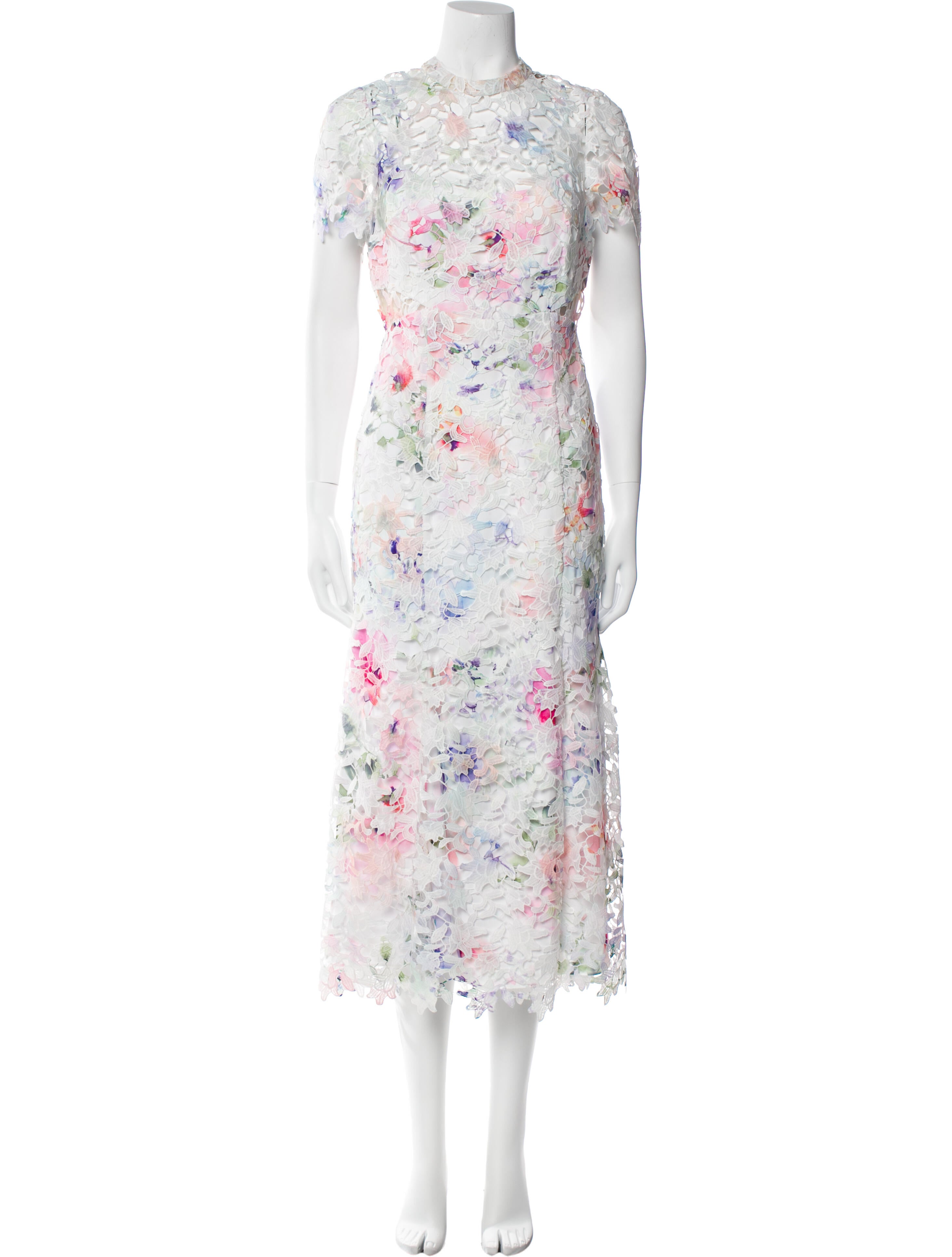 ML Monique Lhuillier Floral Print Long Dress
