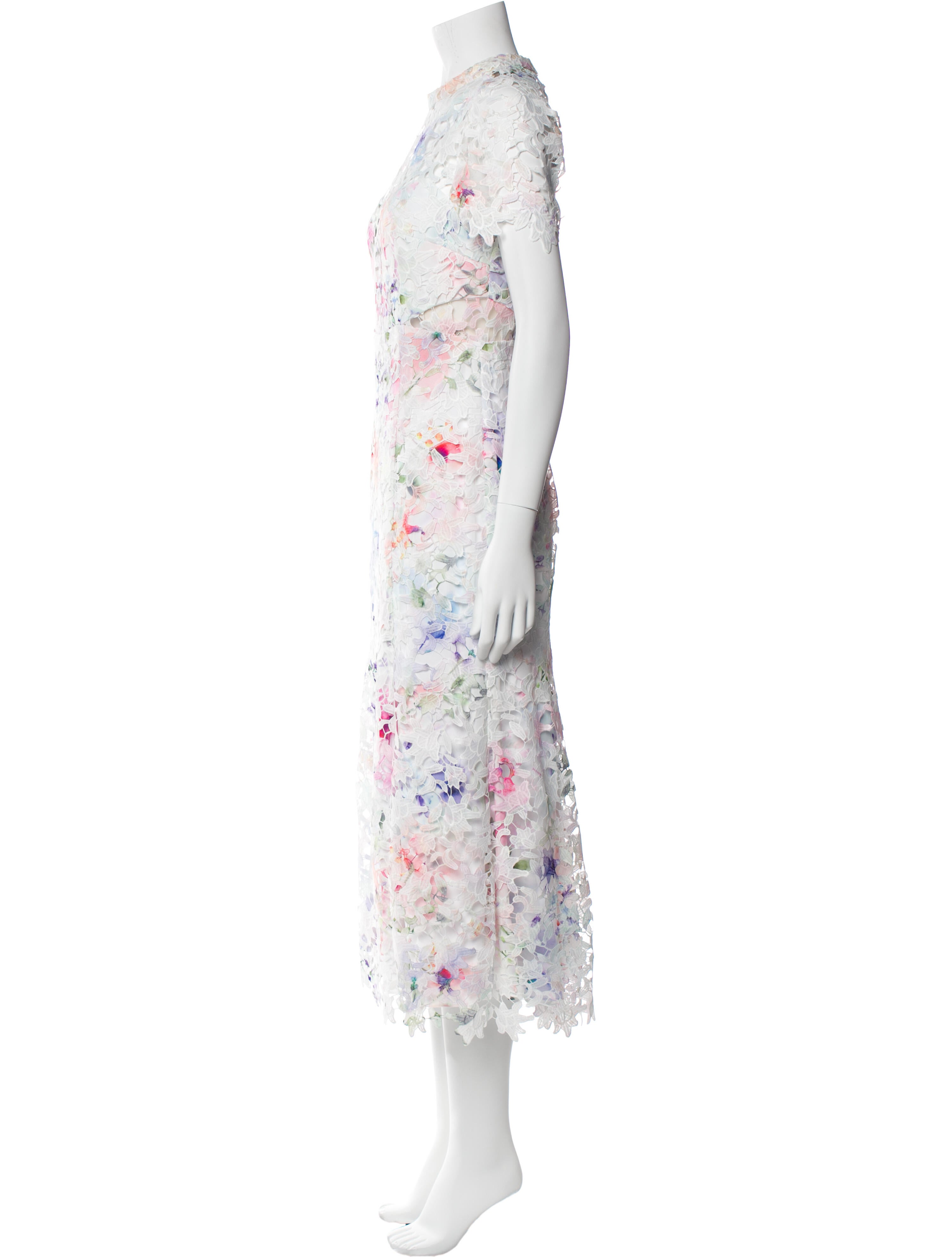 ML Monique Lhuillier Floral Print Long Dress