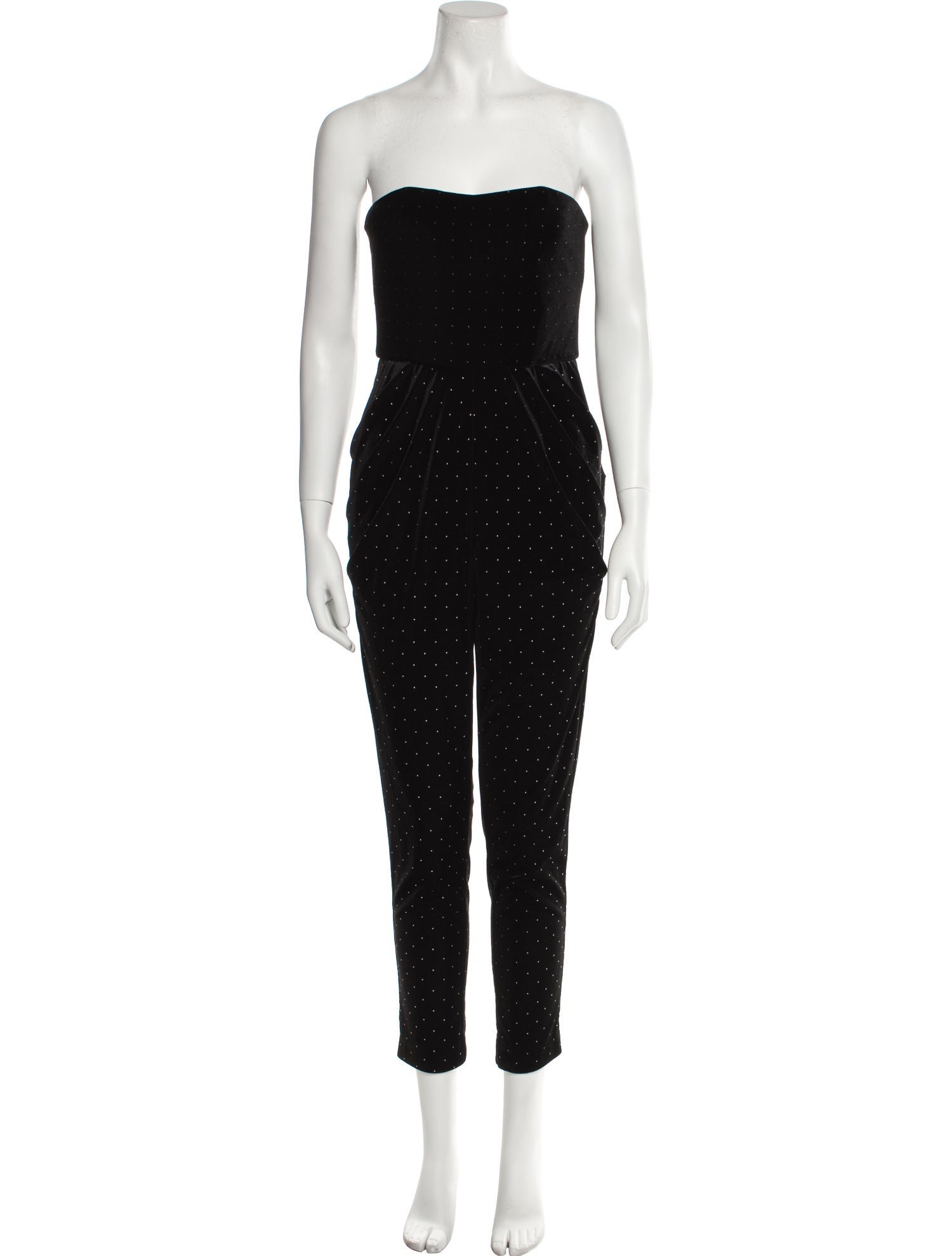 ML Monique Lhuillier Polka Dot Print Strapless Jumpsuit