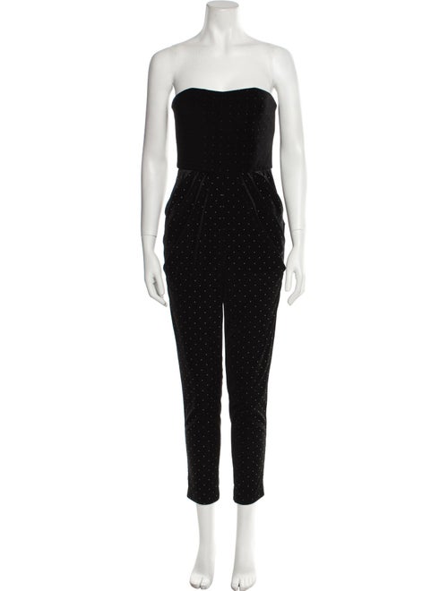 ML Monique Lhuillier Polka Dot Print Strapless Jumpsuit