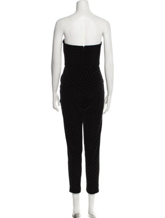 ML Monique Lhuillier Polka Dot Print Strapless Jumpsuit