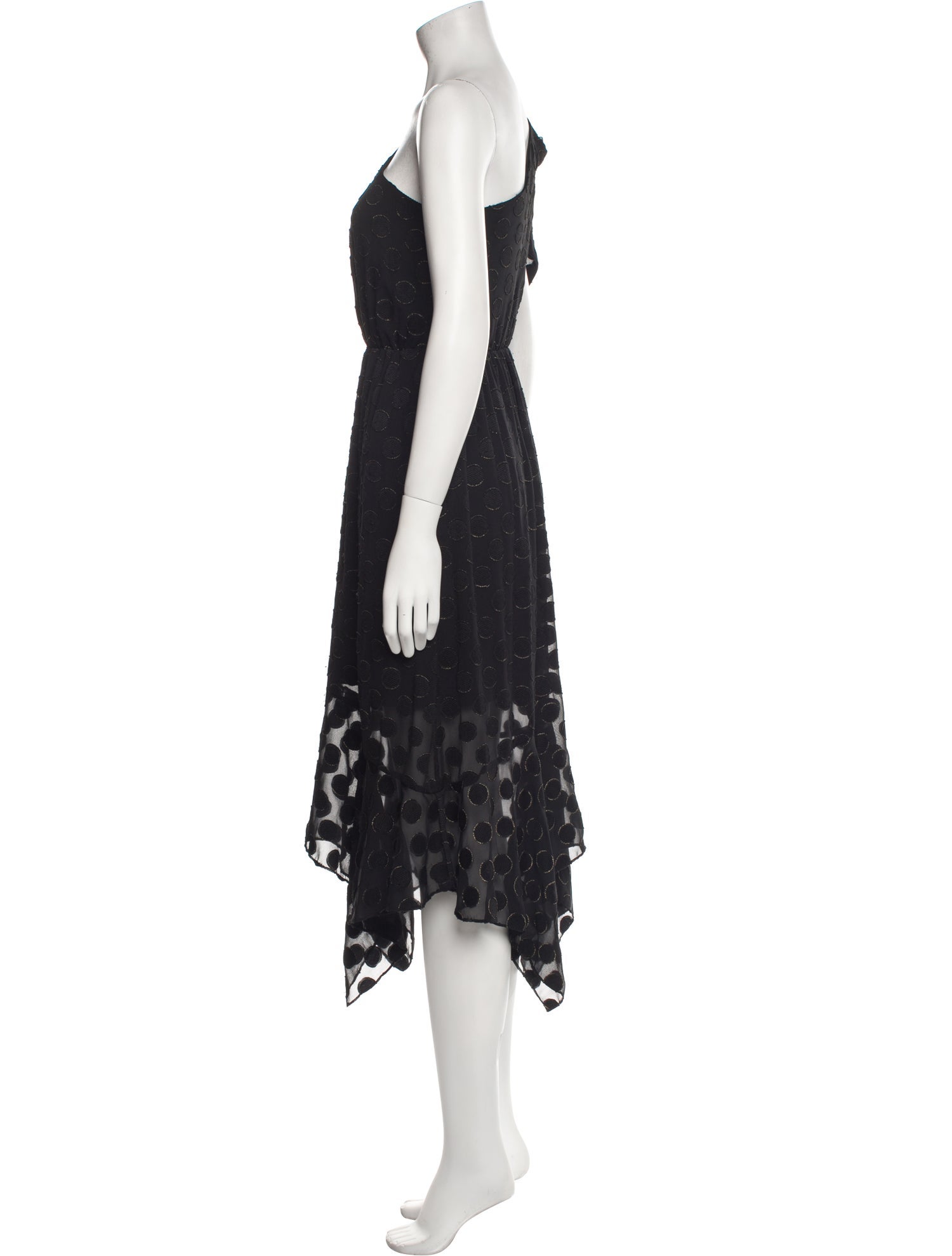 ML Monique Lhuillier Polka Dot Print Midi Length Dress