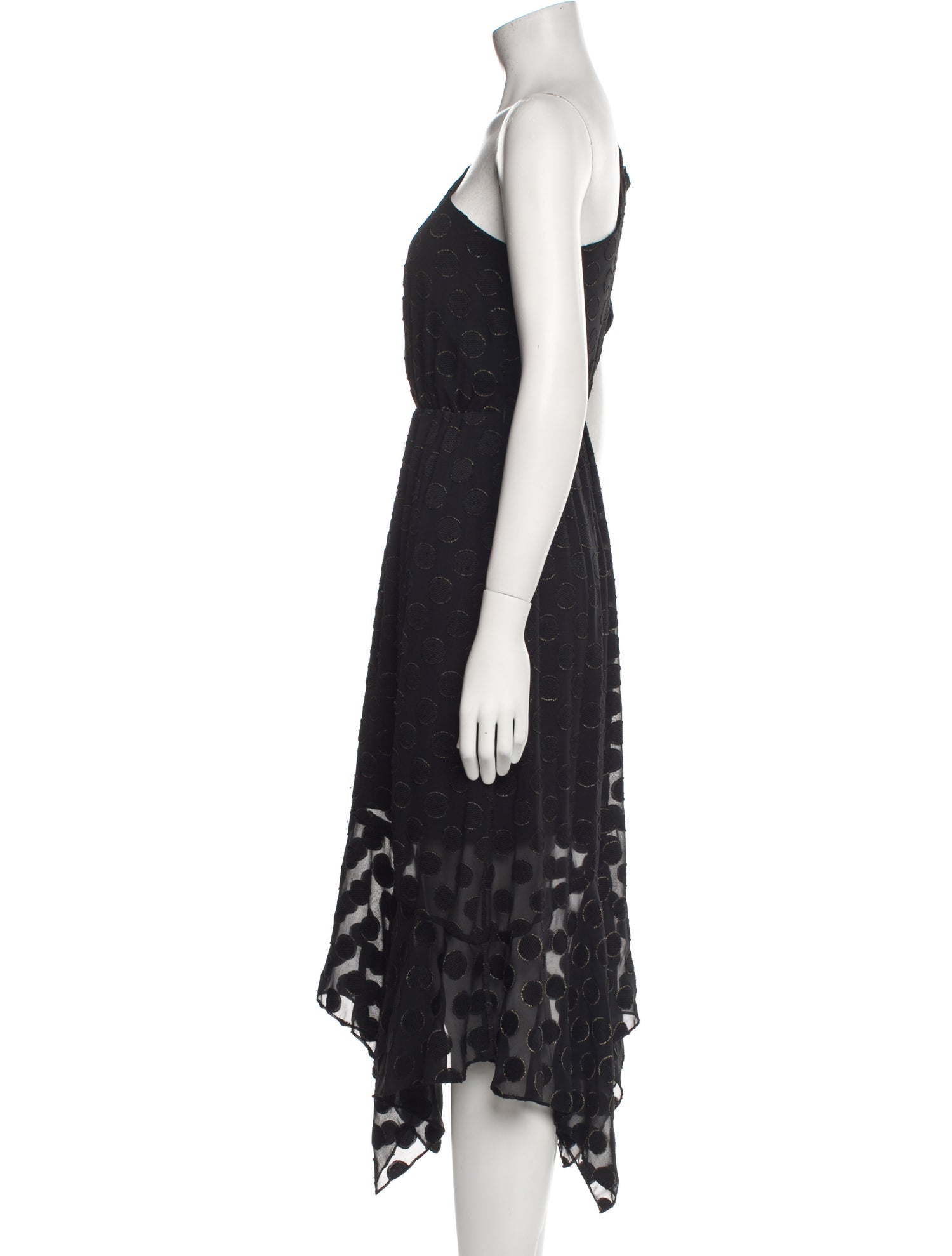 ML Monique Lhuillier Polka Dot Print Midi Length Dress