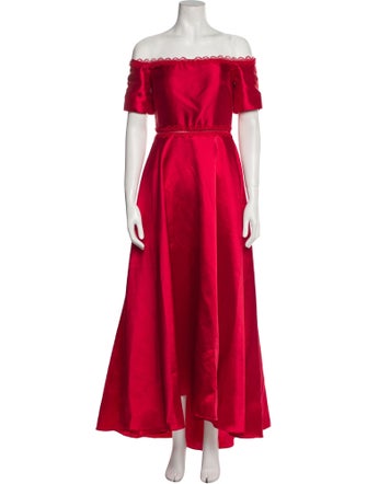 ML Monique Lhuillier Off-The-Shoulder Long Dress