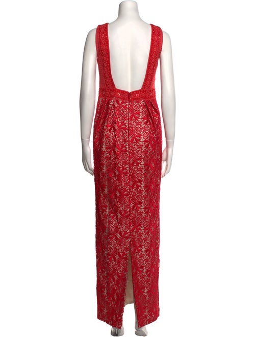 ML Monique Lhuillier Lace Pattern Long Dress