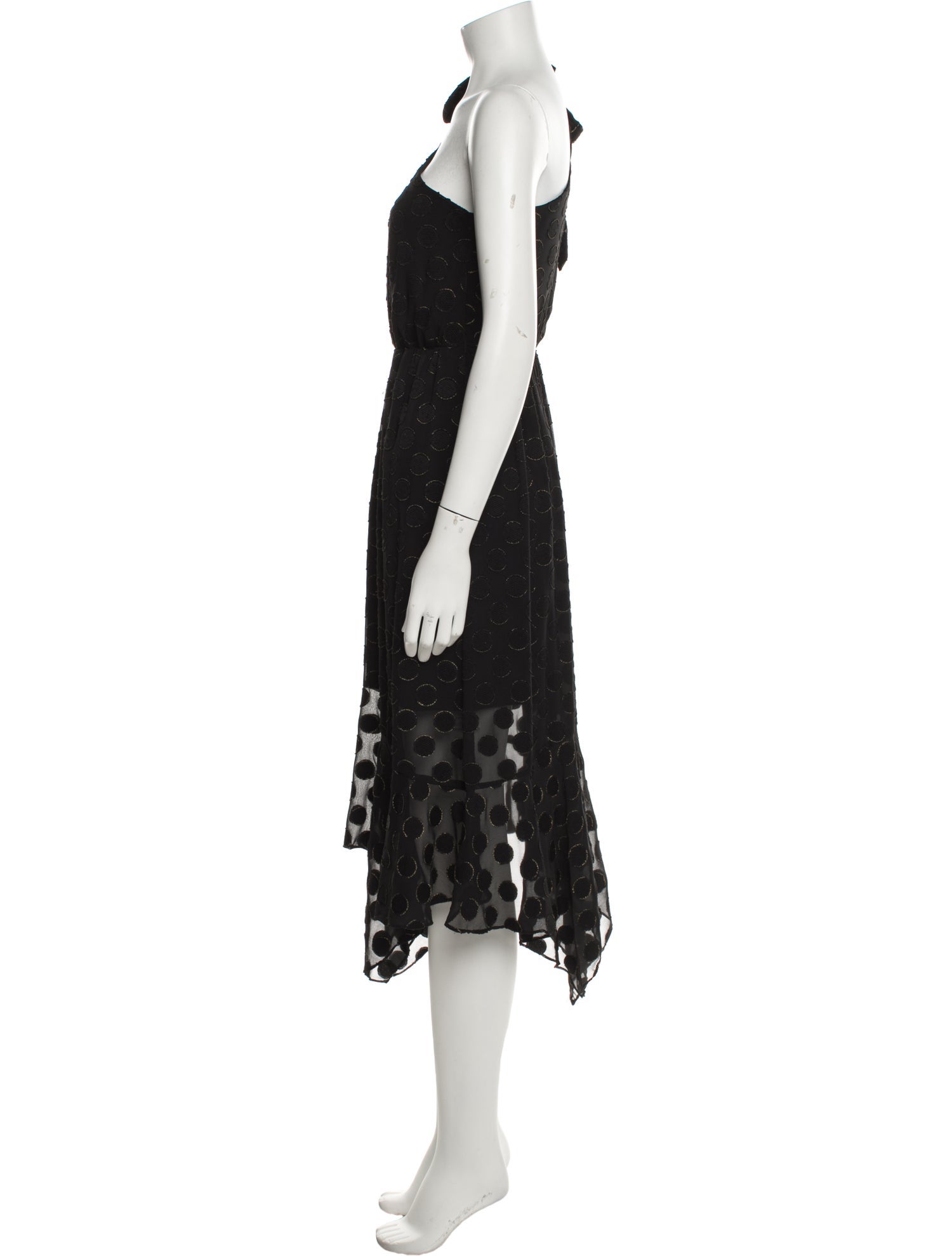 ML Monique Lhuillier Polka Dot Print Midi Length Dress