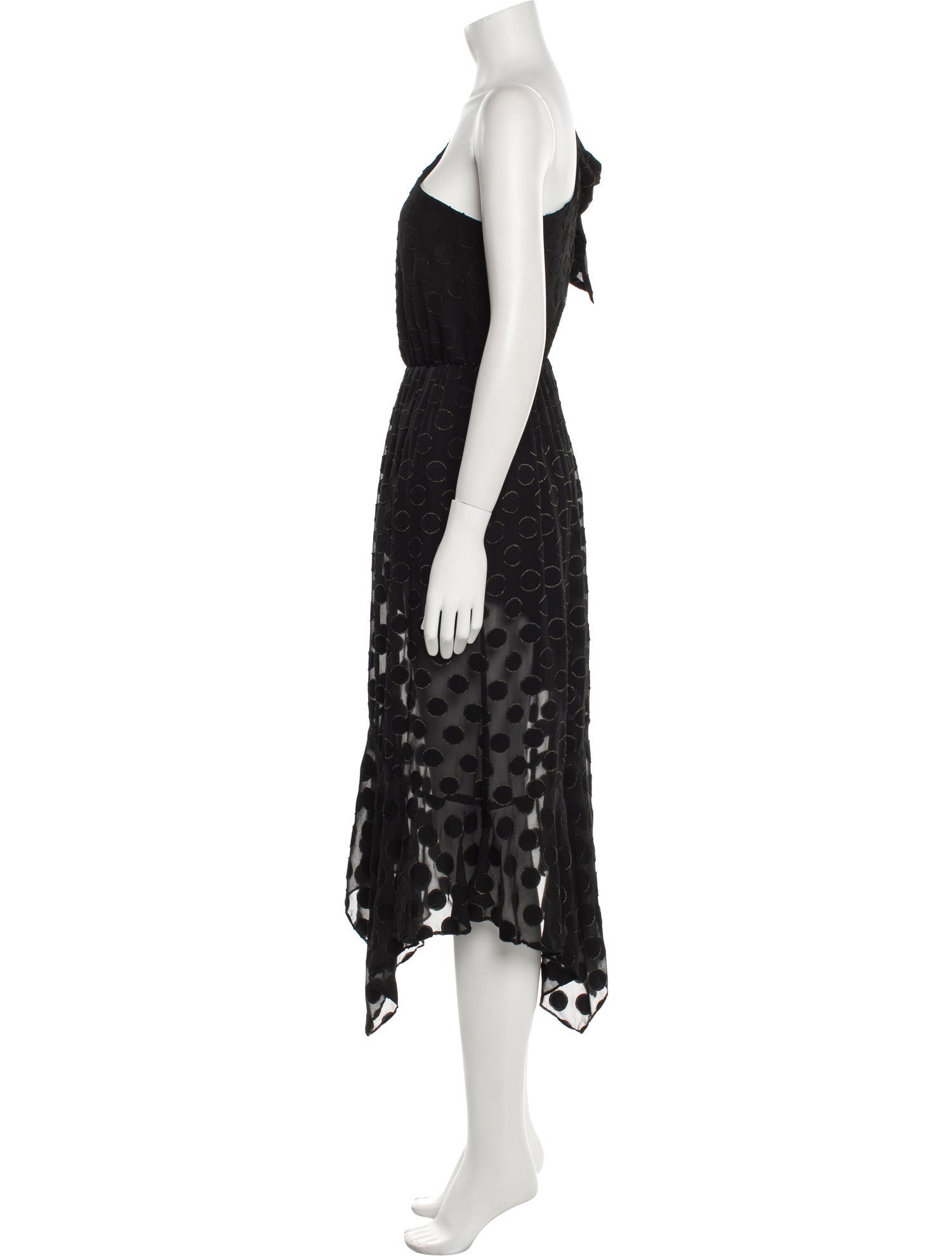 ML Monique Lhuillier Polka Dot Print Midi Length Dress