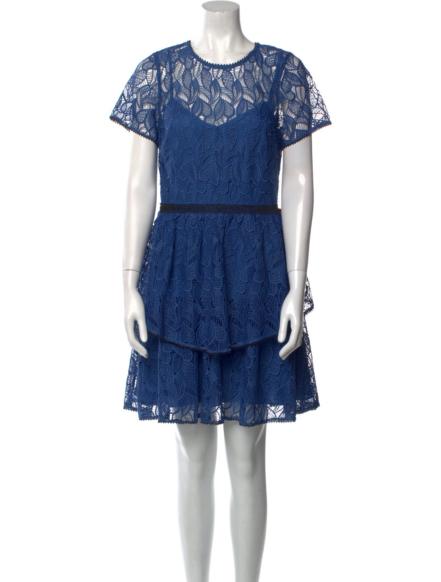 ML Monique Lhuillier Lace Pattern Mini Dress