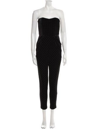 ML Monique Lhuillier Polka Dot Print Strapless Jumpsuit