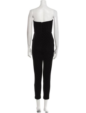 ML Monique Lhuillier Polka Dot Print Strapless Jumpsuit