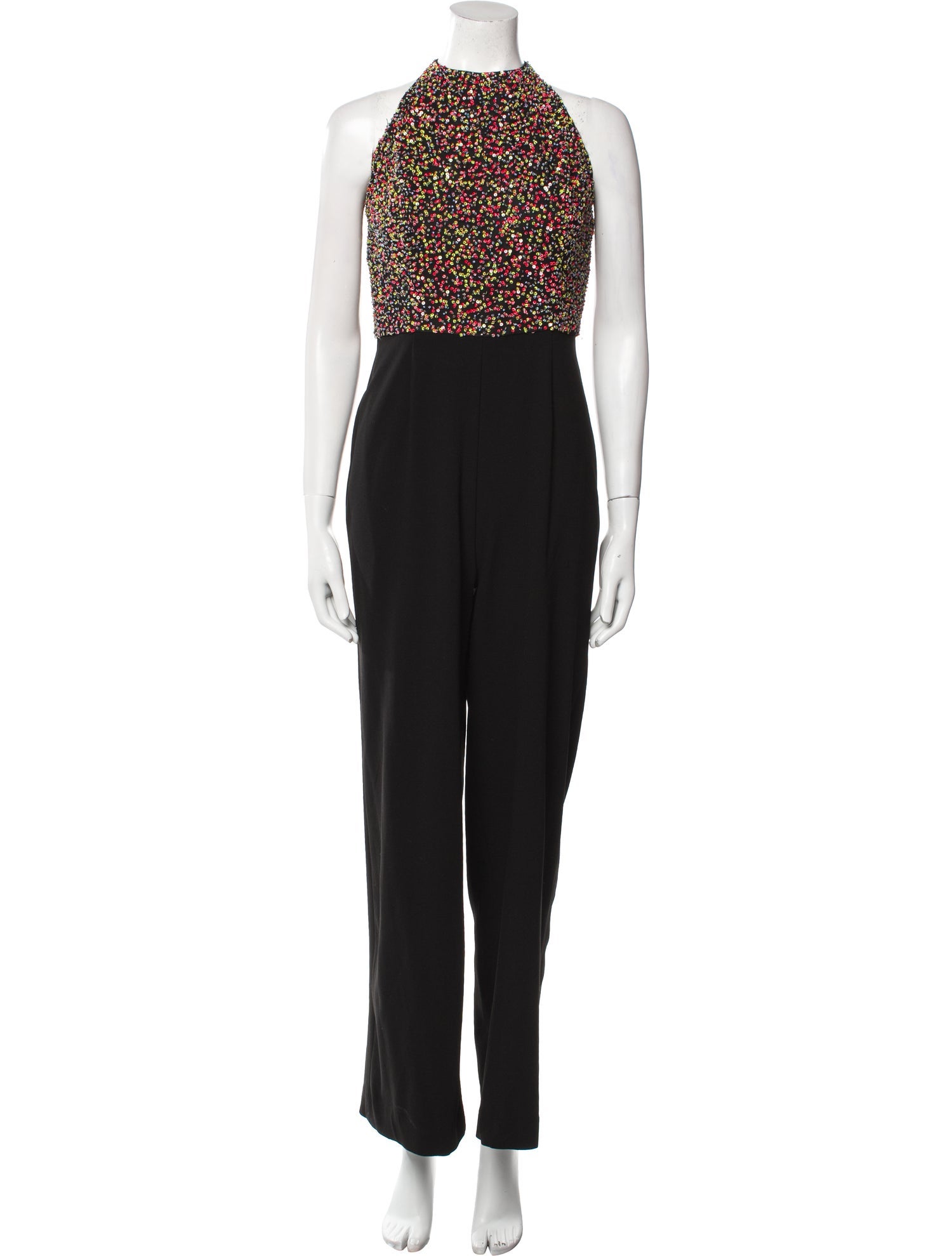 ML Monique Lhuillier Printed Halterneck Jumpsuit