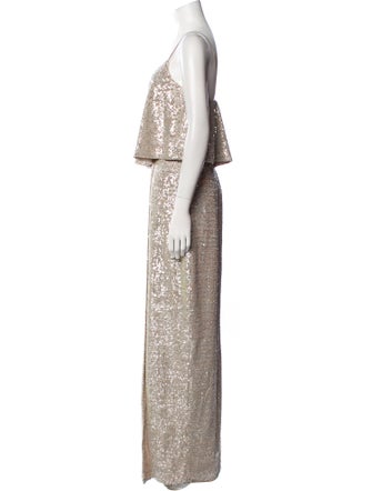 ML Monique Lhuillier Sequin Long Dress