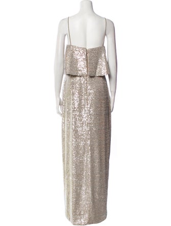 ML Monique Lhuillier Sequin Long Dress