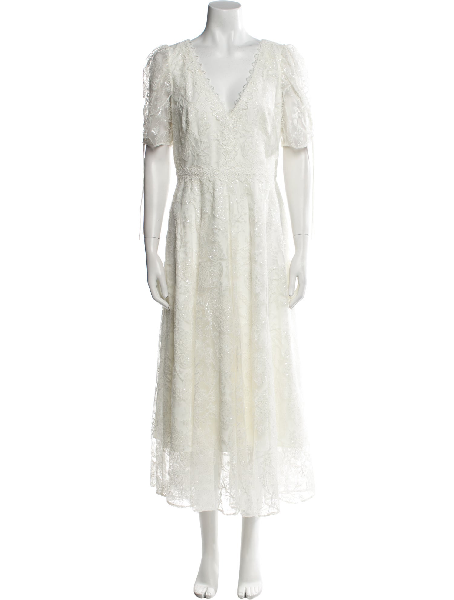ML Monique Lhuillier V-Neck Midi Length Dress