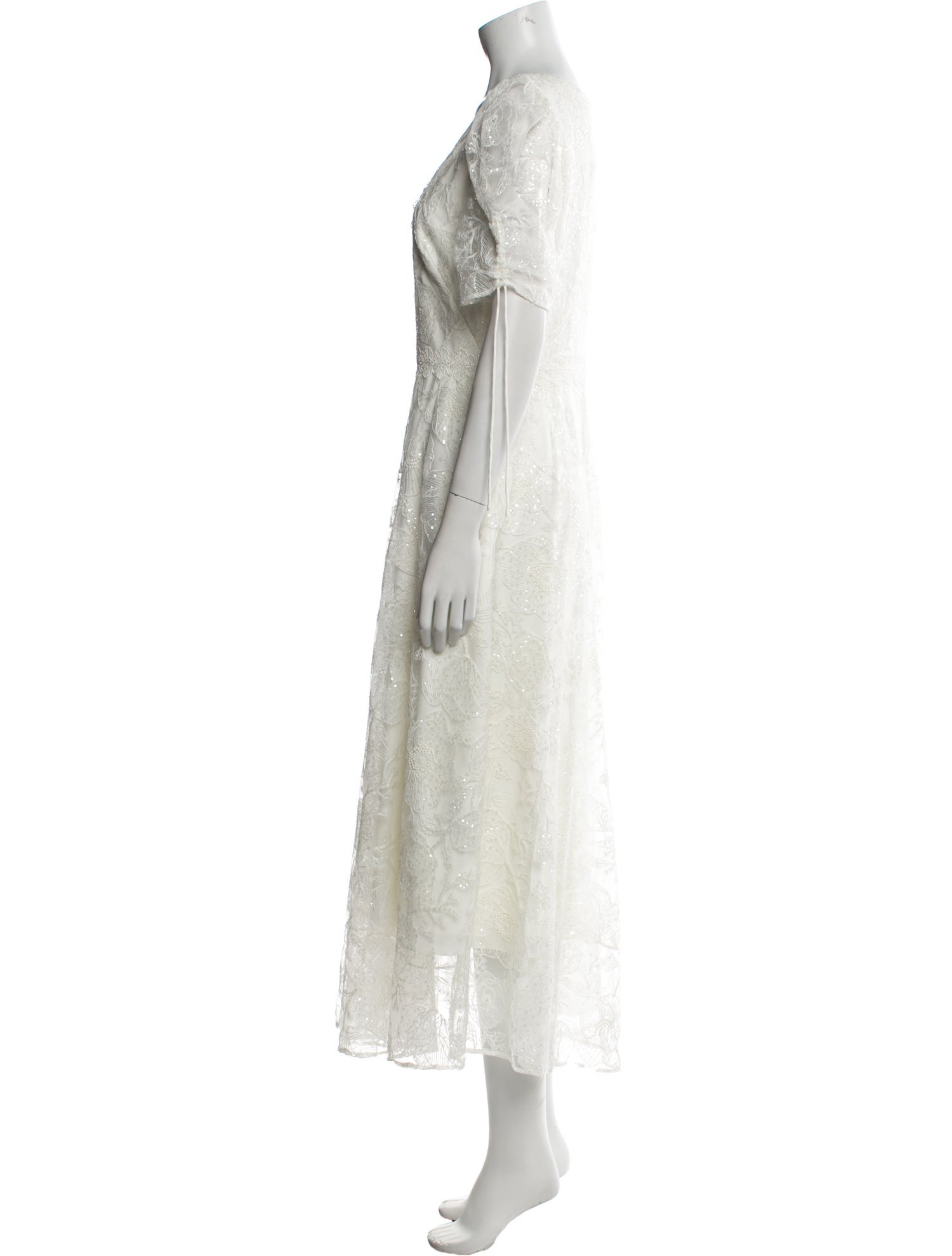 ML Monique Lhuillier V-Neck Midi Length Dress