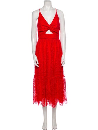 ML Monique Lhuillier V-Neck Long Dress