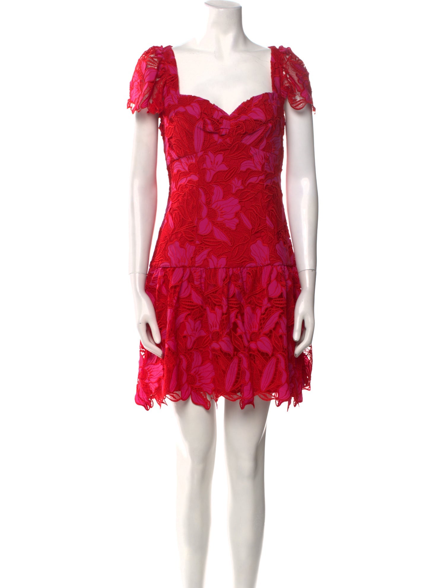 ML Monique Lhuillier Square Neckline Mini Dress