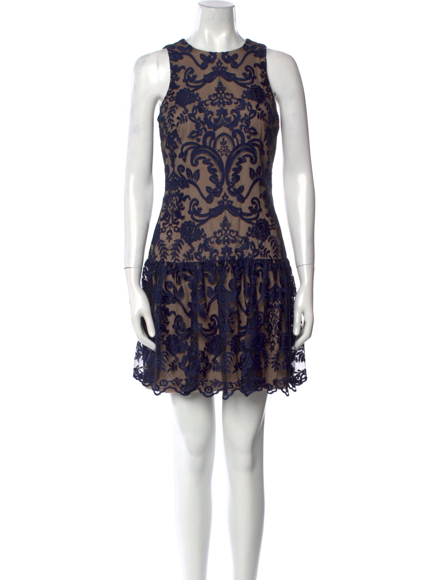 ML Monique Lhuillier Lace Pattern Mini Dress