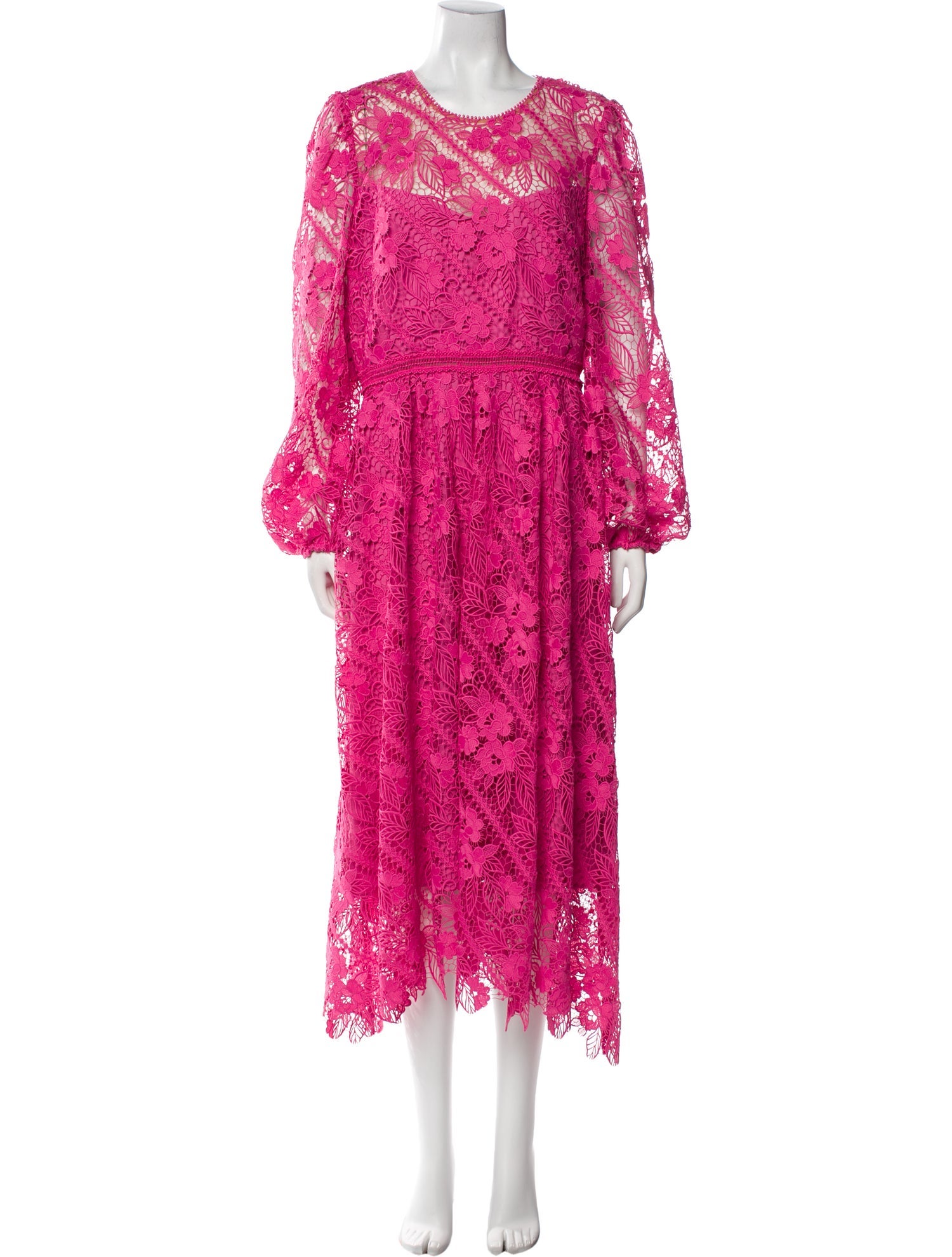 ML Monique Lhuillier Lace Pattern Long Dress