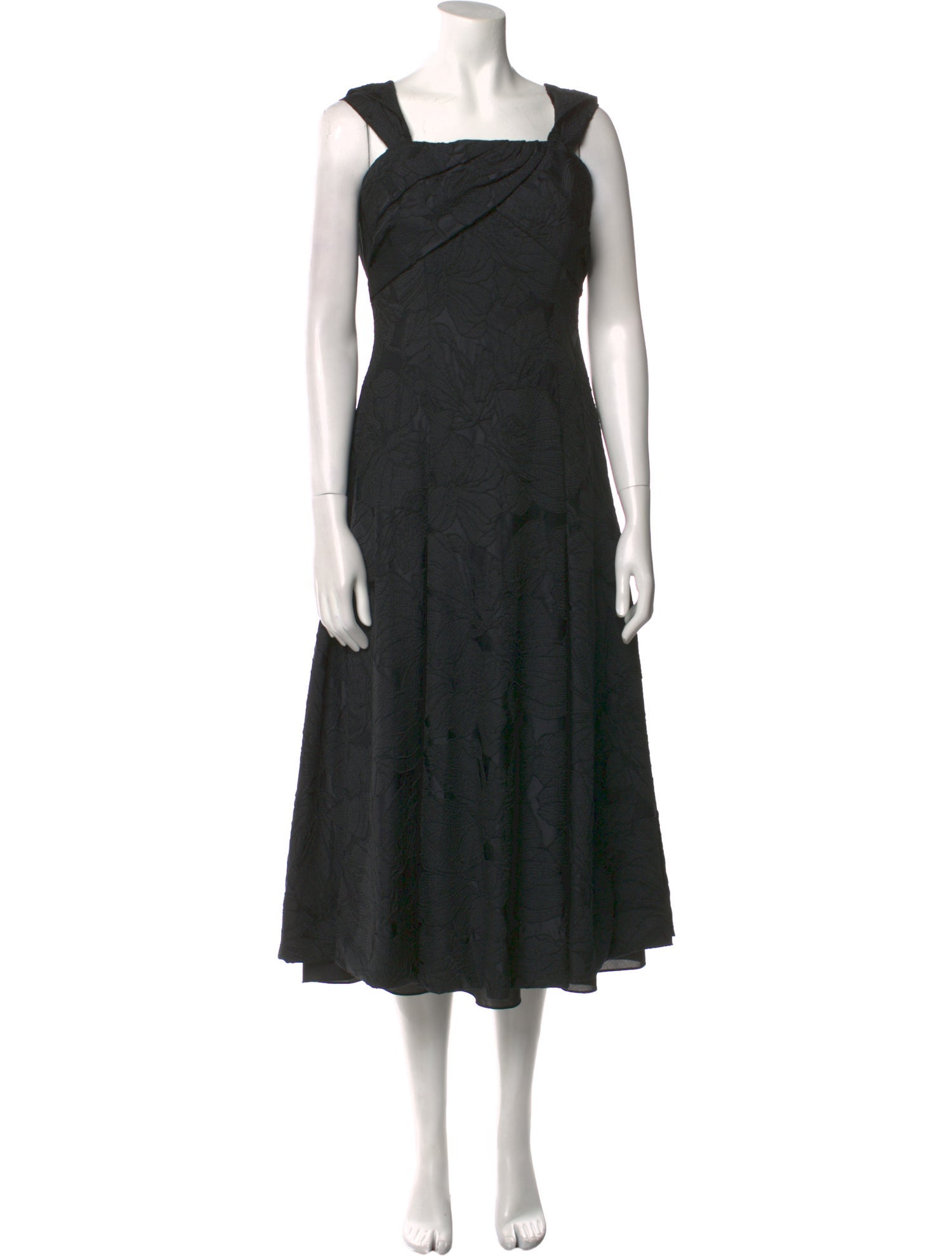 ML Monique Lhuillier Square Neckline Midi Length Dress