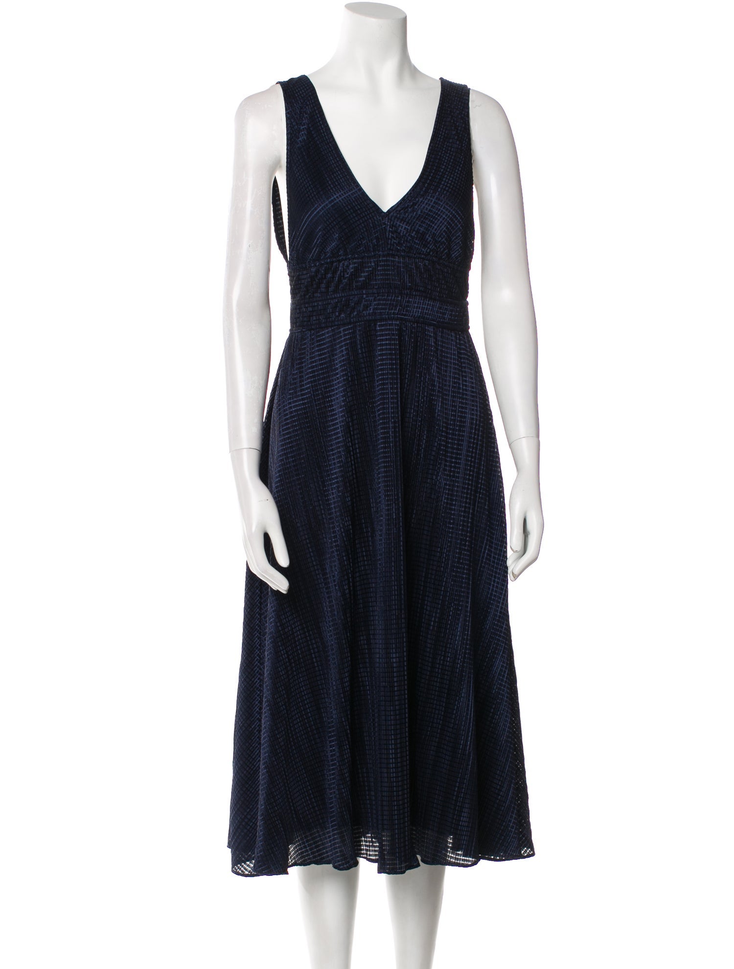 ML Monique Lhuillier Striped Midi Length Dress