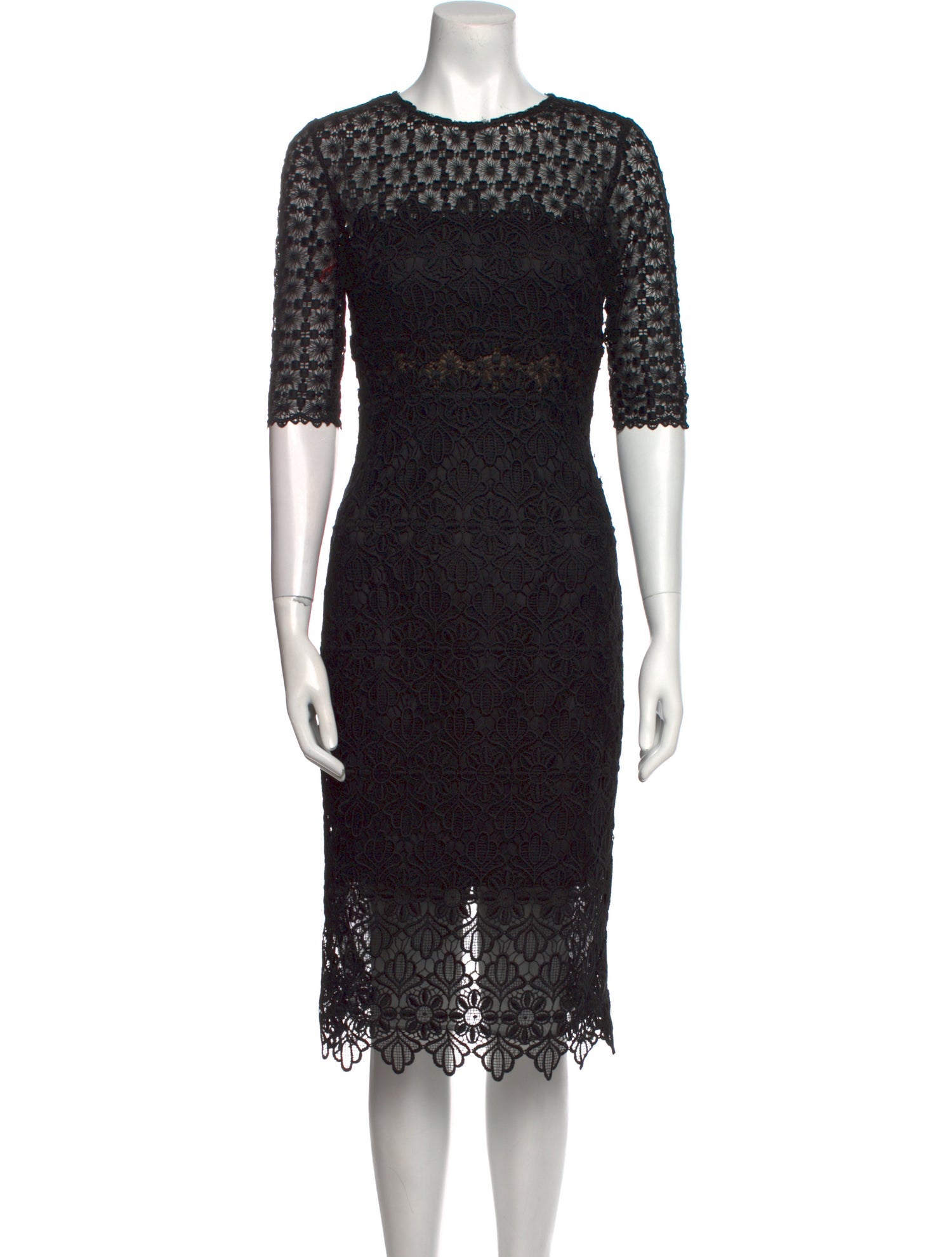 ML Monique Lhuillier Lace Pattern Knee-Length Dress