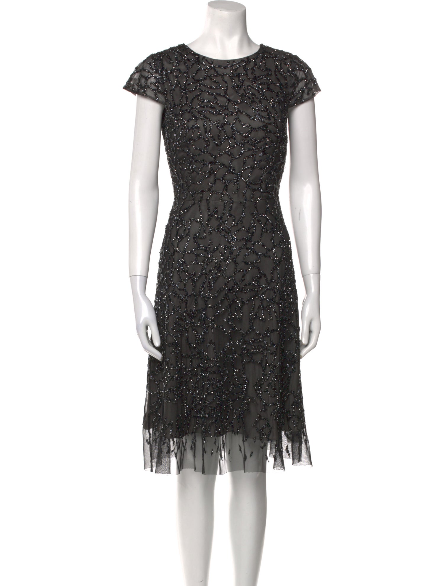 ML Monique Lhuillier Crew Neck Knee-Length Dress