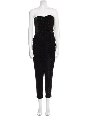 ML Monique Lhuillier Velour Strapless Jumpsuit