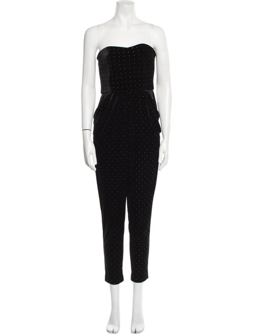 ML Monique Lhuillier Velour Strapless Jumpsuit