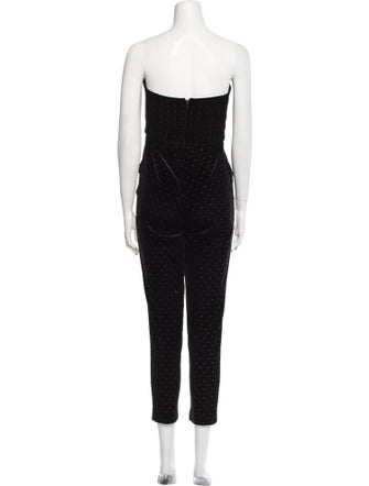 ML Monique Lhuillier Velour Strapless Jumpsuit
