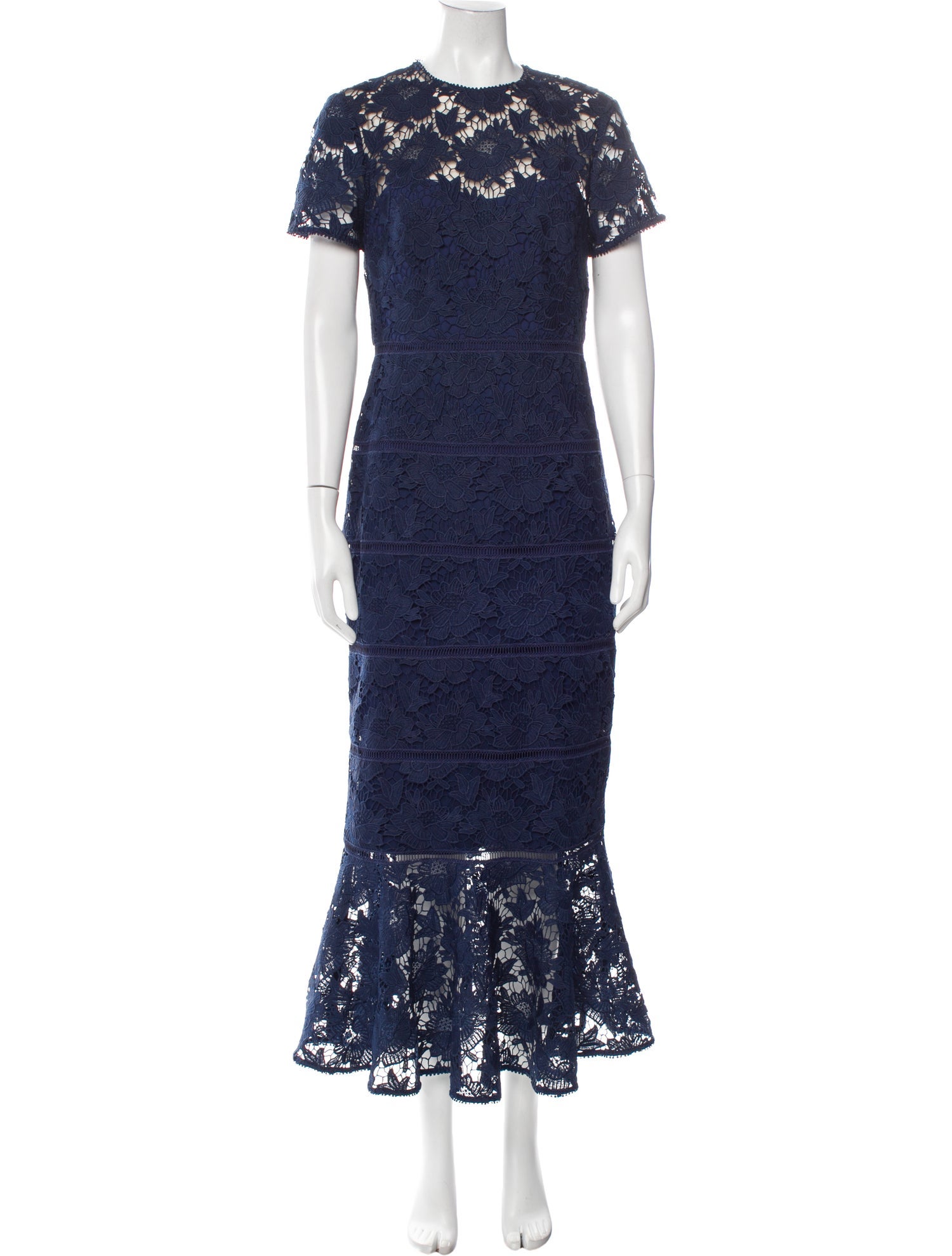 ML Monique Lhuillier Lace Pattern Long Dress