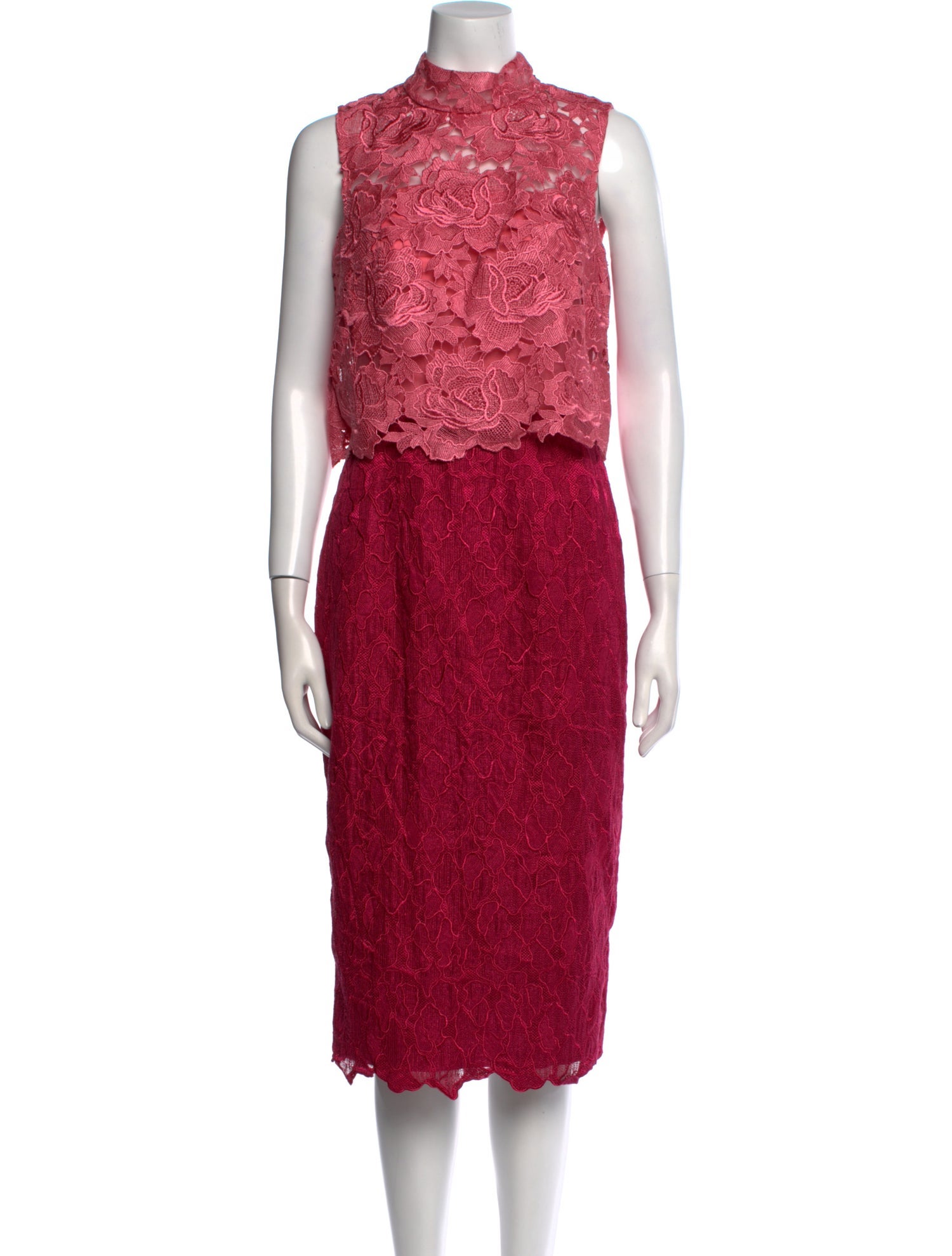 ML Monique Lhuillier Lace Pattern Midi Length Dress
