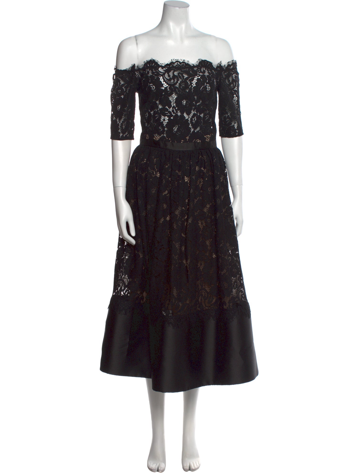 ML Monique Lhuillier Lace Pattern Midi Length Dress