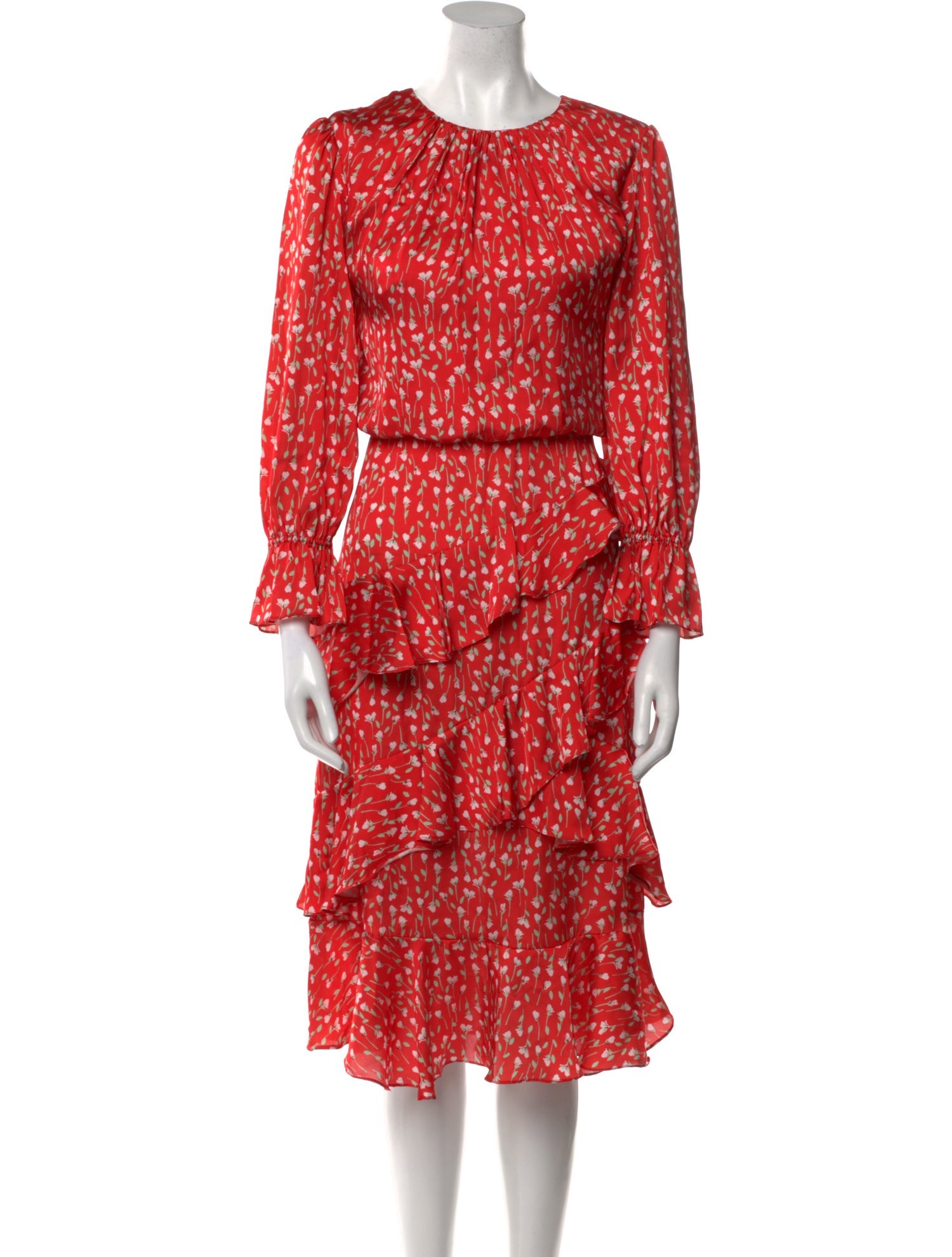 ML Monique Lhuillier Printed Midi Length Dress
